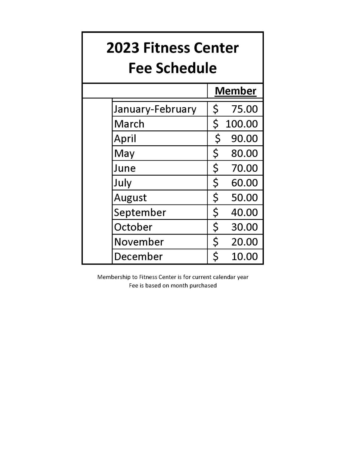 2023 Fee Schedule